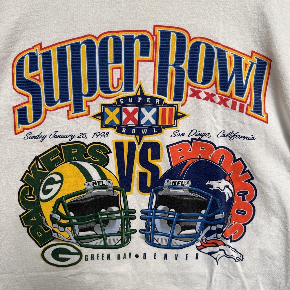 Vintage Green Bay Packers Denver Broncos Shirt Mens XL NFL Super Bowl Logo 7 90s - Picture 2 of 10